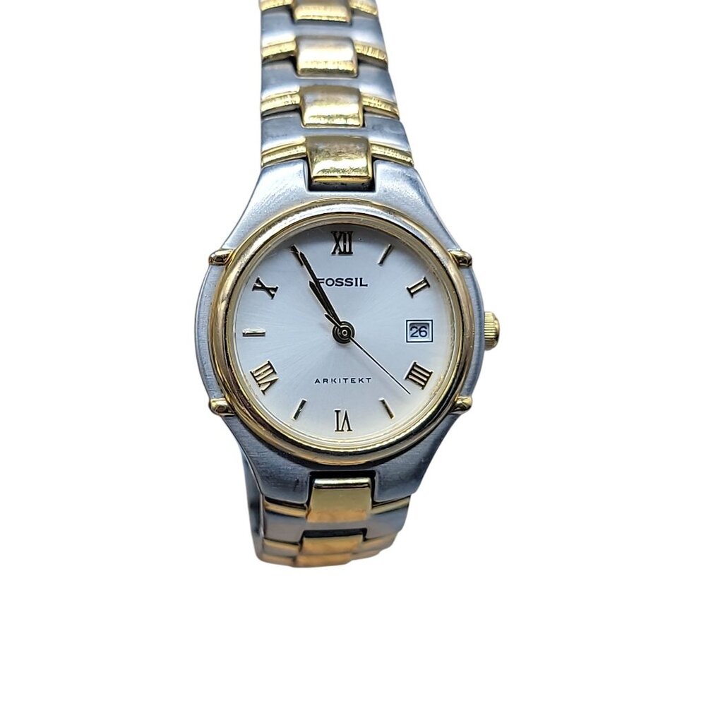 Fossil Arkitekt Ladies Watch 27mm FS2699 Date Quartz Two Tone Stainless Steel 6"